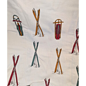 Garnet Hill Winter Ski & Sleds Cotton Flannel King Pillowcases, Set of 2